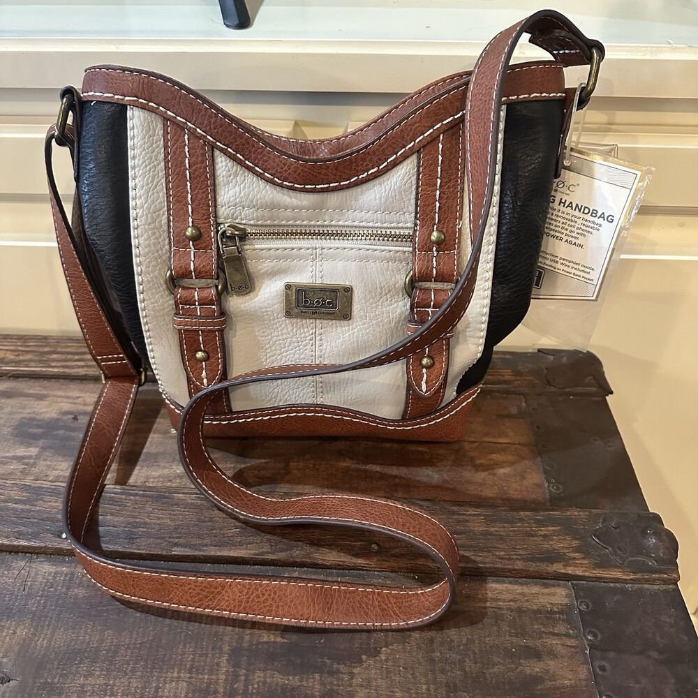 NEW BOC Crossbody Charging Bag Black Sand Brown Bag Faux Leather Shoulder Phone